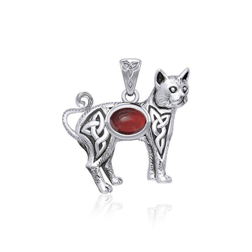 Celtic Cat Pendant with Gemstone TPD5729 - Jewelry